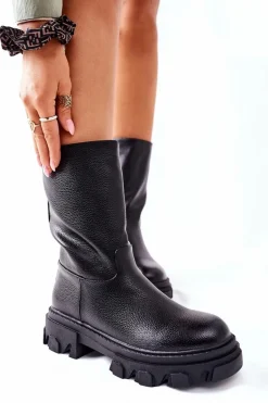 Wysokie Botki Na Traperze Czarne Loren