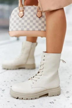 Wysokie Botki Workery Beżowe Rozelle