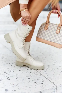 Wysokie Botki Workery Beżowe Rozelle