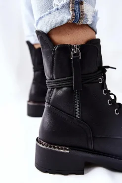 Wysokie Botki Workery Z Suwakami Czarne Maisa