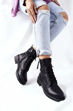 Wysokie Botki Workery Z Suwakami Czarne Maisa