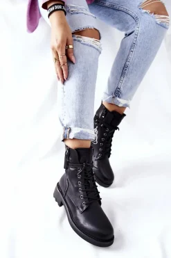 Wysokie Botki Workery Z Suwakami Czarne Maisa