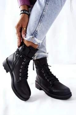 Wysokie Botki Workery Z Suwakami Czarne Maisa