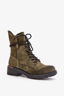 Wysokie Botki Workery Z Suwakami Zielone Maisa