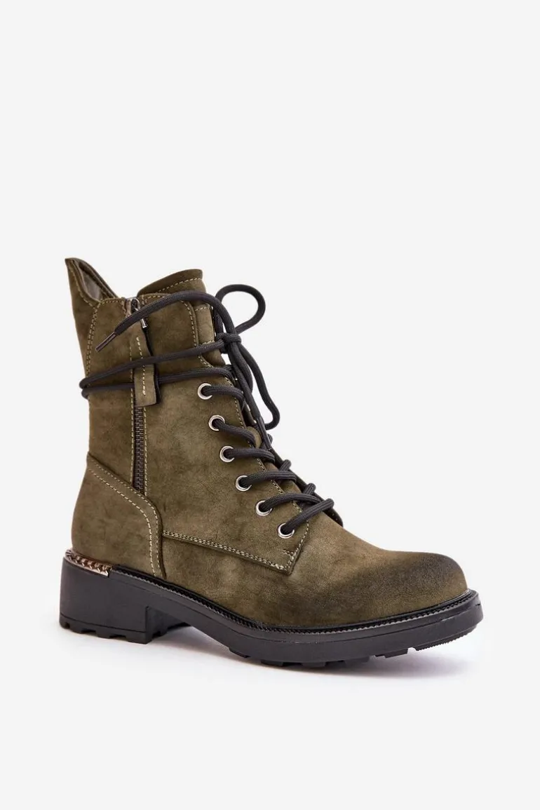 Wysokie Botki Workery Z Suwakami Zielone Maisa