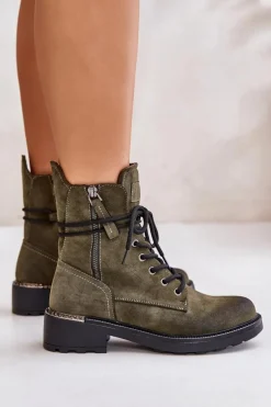 Wysokie Botki Workery Z Suwakami Zielone Maisa
