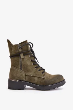 Wysokie Botki Workery Z Suwakami Zielone Maisa