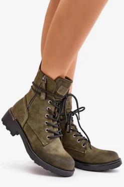 Wysokie Botki Workery Z Suwakami Zielone Maisa