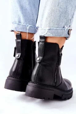 Wysokie Botki Z Suwakami Czarne Silvan