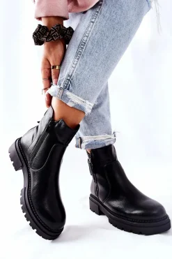 Wysokie Botki Z Suwakami Czarne Silvan