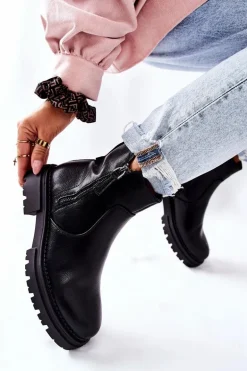 Wysokie Botki Z Suwakami Czarne Silvan