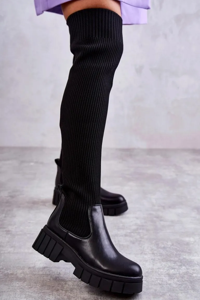 Wysokie Damskie Kozaki Za Kolano Czarne Austin