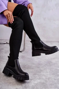 Wysokie Damskie Kozaki Za Kolano Czarne Austin