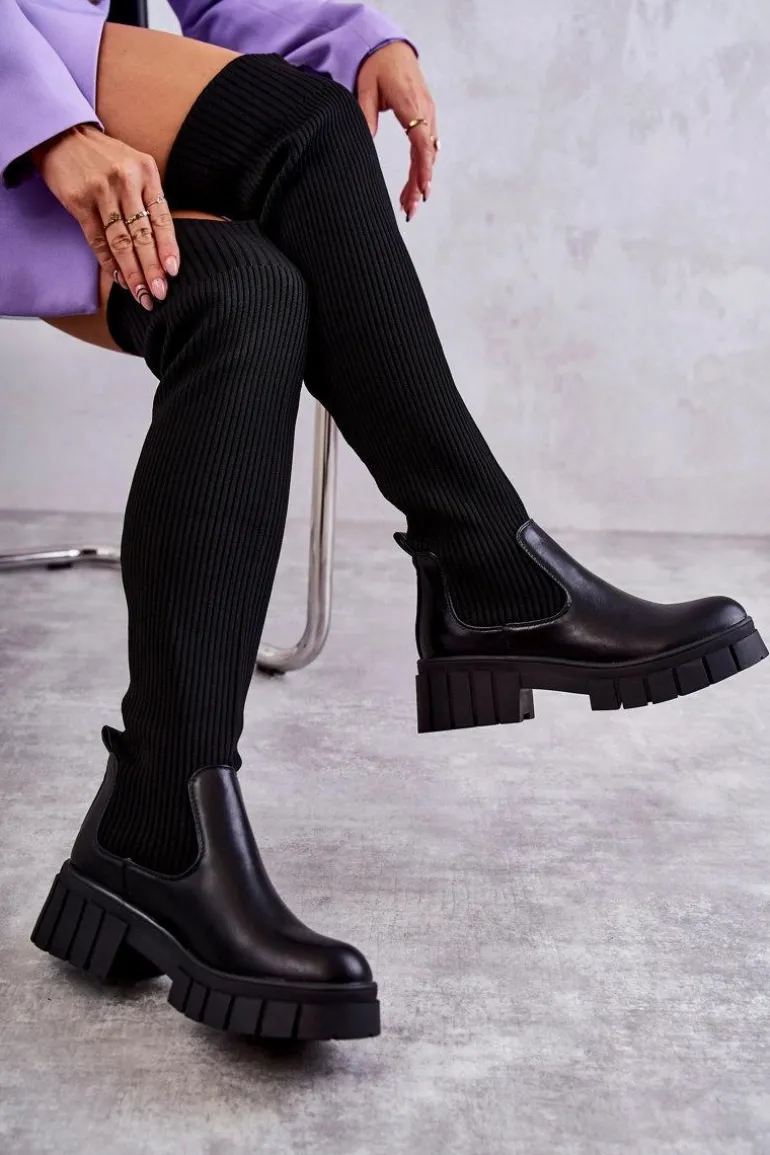 Wysokie Damskie Kozaki Za Kolano Czarne Austin