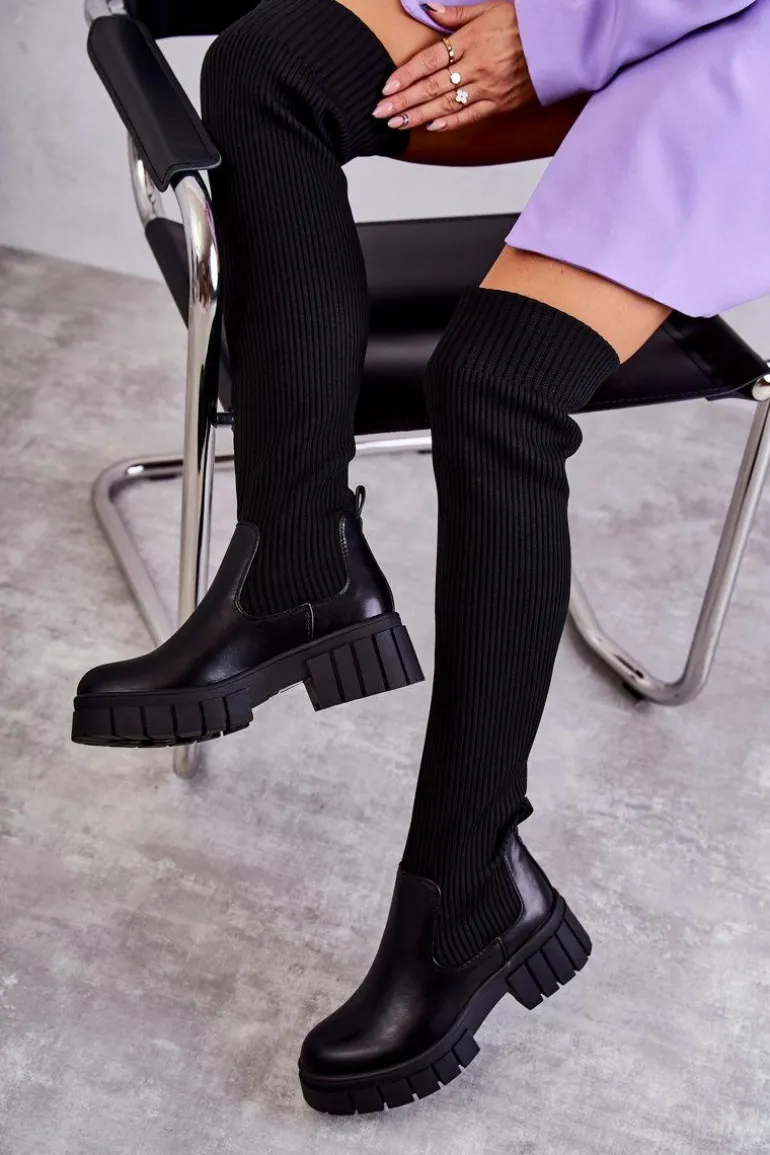 Wysokie Damskie Kozaki Za Kolano Czarne Austin