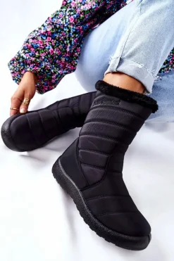 Wysokie Damskie Ocieplane Śniegowce Czarne Luxina