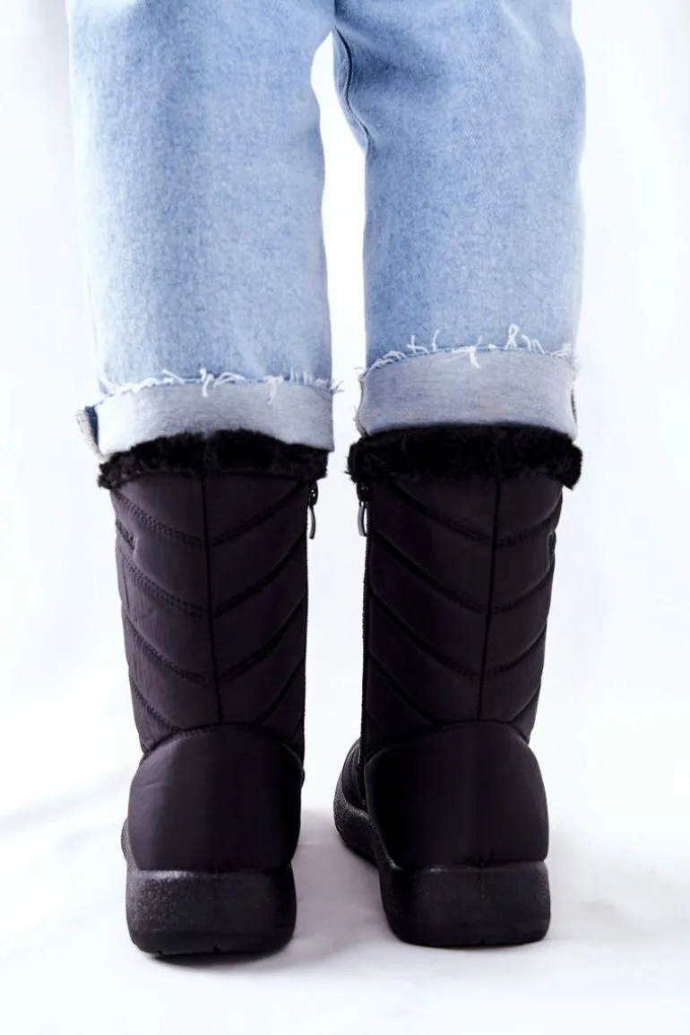 Wysokie Damskie Ocieplane Śniegowce Czarne Luxina