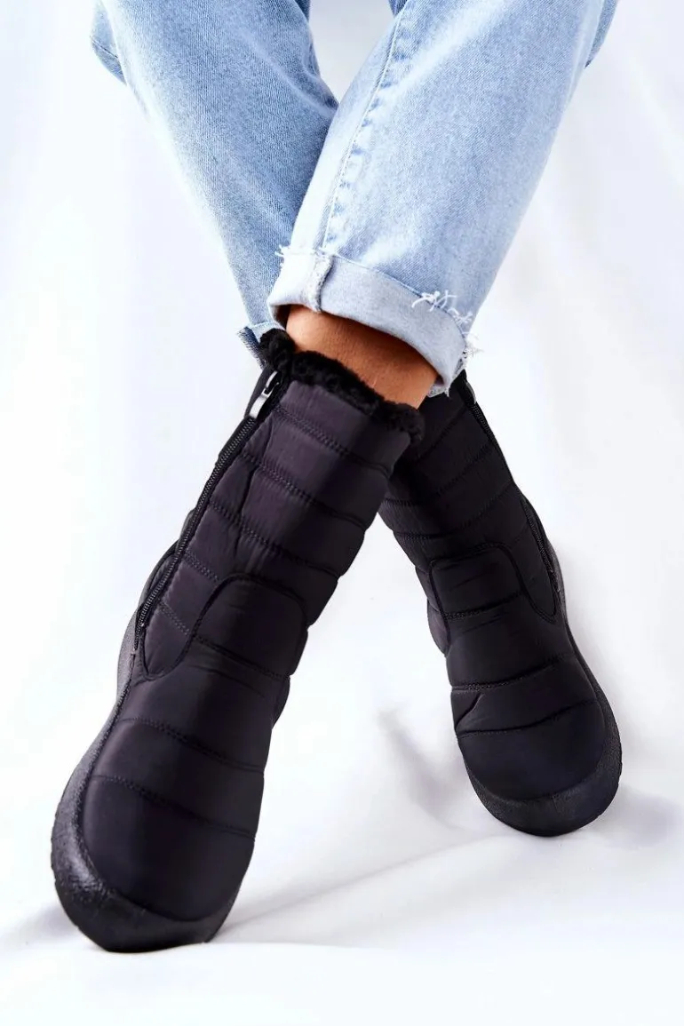 Wysokie Damskie Ocieplane Śniegowce Czarne Luxina