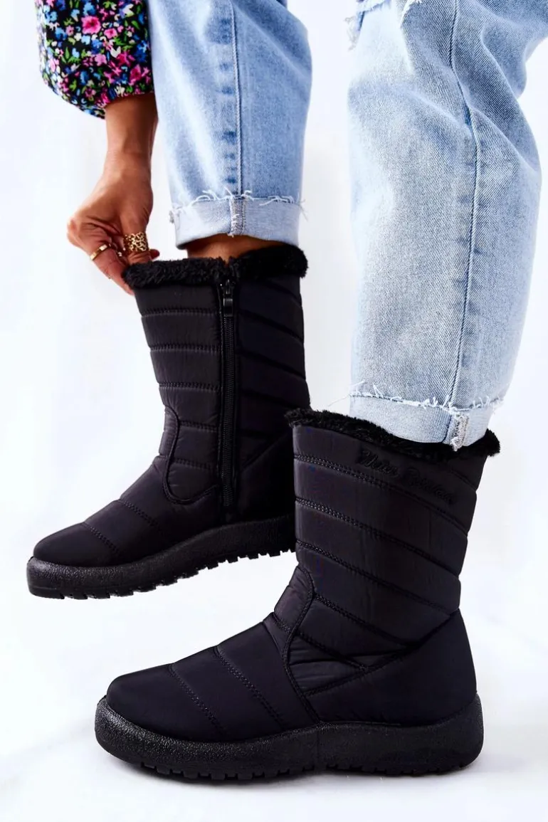 Wysokie Damskie Ocieplane Śniegowce Czarne Luxina