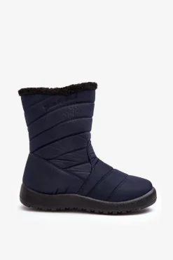 Wysokie Damskie Ocieplane Śniegowce Granatowe Luxina