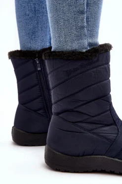 Wysokie Damskie Ocieplane Śniegowce Granatowe Luxina