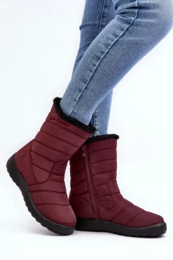 Wysokie Damskie Ocieplane Śniegowce Bordowe Luxina