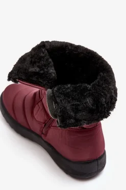Wysokie Damskie Ocieplane Śniegowce Bordowe Luxina