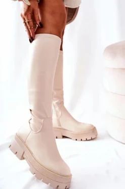 Wysokie Kozaki Beżowe Hemera