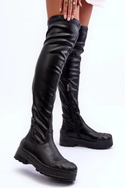 Wysokie Kozaki Na Suwak Czarne Dudesa