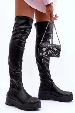 Wysokie Kozaki Na Suwak Czarne Dudesa