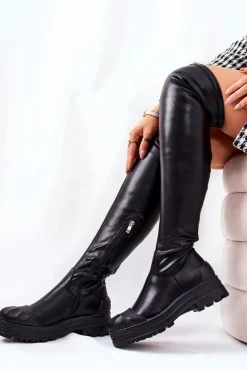 Wysokie Kozaki Na Suwak Czarne Charmaine