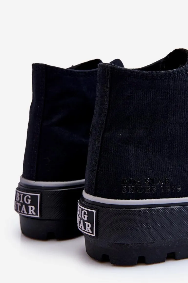 Wysokie Materiałowe Trampki Na Platformie Big Star LL274155 Czarne