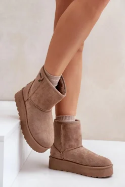 Wysokie Śniegowce Damskie Na Platformie Big Star OO274A097 Beżowe