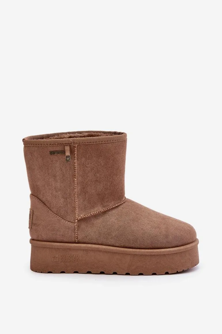 Wysokie Śniegowce Damskie Na Platformie Big Star OO274A097 Beżowe