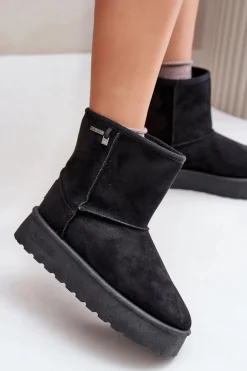 Wysokie Śniegowce Damskie Na Platformie Big Star OO274898 Czarne