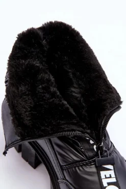 Wysokie Śniegowce Damskie Ocieplane Czarne Freoc
