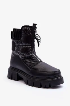 Wysokie Śniegowce Damskie Ocieplane Czarne Freoc