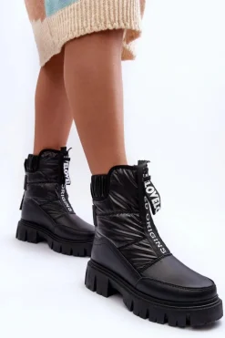 Wysokie Śniegowce Damskie Ocieplane Czarne Freoc