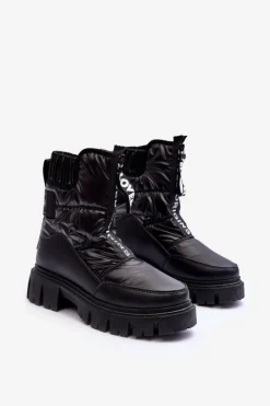 Wysokie Śniegowce Damskie Ocieplane Czarne Freoc