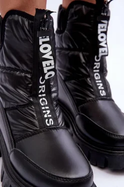 Wysokie Śniegowce Damskie Ocieplane Czarne Freoc