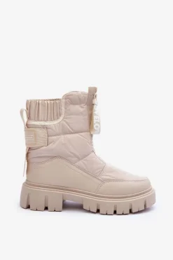Wysokie Śniegowce Damskie Ocieplane Beżowe Freoc