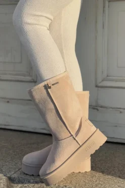 Wysokie Śniegowce Na Platformie Big Star OO274894 Jasnobeżowe