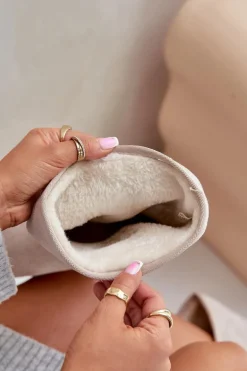 Wysokie Śniegowce Na Platformie Big Star OO274894 Jasnobeżowe