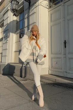 Wysokie Śniegowce Na Platformie Big Star OO274894 Jasnobeżowe