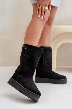 Wysokie Śniegowce Na Platformie Big Star OO274895 Czarne