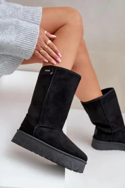 Wysokie Śniegowce Na Platformie Big Star OO274895 Czarne