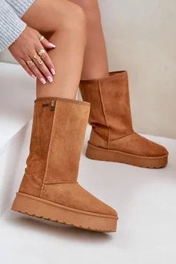 Wysokie Śniegowce Na Platformie Big Star OO274893 Camel