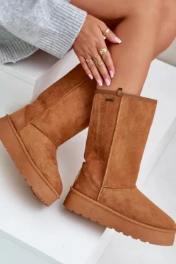 Wysokie Śniegowce Na Platformie Big Star OO274893 Camel