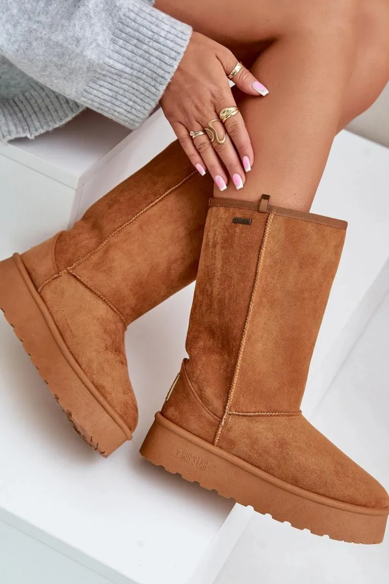 Wysokie Śniegowce Na Platformie Big Star OO274893 Camel