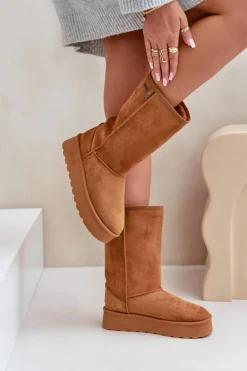 Wysokie Śniegowce Na Platformie Big Star OO274893 Camel